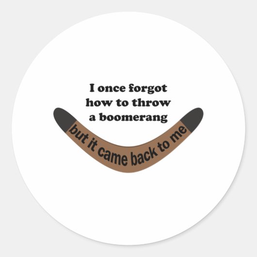 Boomerang Joke Runder Aufkleber (Vorderseite)