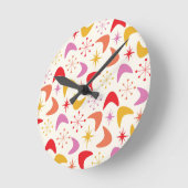 Boomerang Mitte des Jahrhunderts mit bunten Sterne Runde Wanduhr (Winkel)