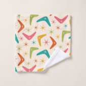 Boomerang Mitte des Jahrhunderts mit Retro-Sternex Badhandtuch Set (Waschlappen)