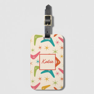 Boomerang Mitte des Jahrhunderts mit Retro-Sternex Gepäckanhänger