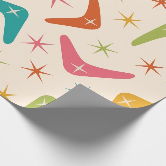 Boomerang Mitte des Jahrhunderts mit Retro-Sternex Geschenkpapier (Ecke)