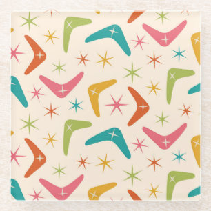 Boomerang Mitte des Jahrhunderts mit Retro-Sternex Glasuntersetzer