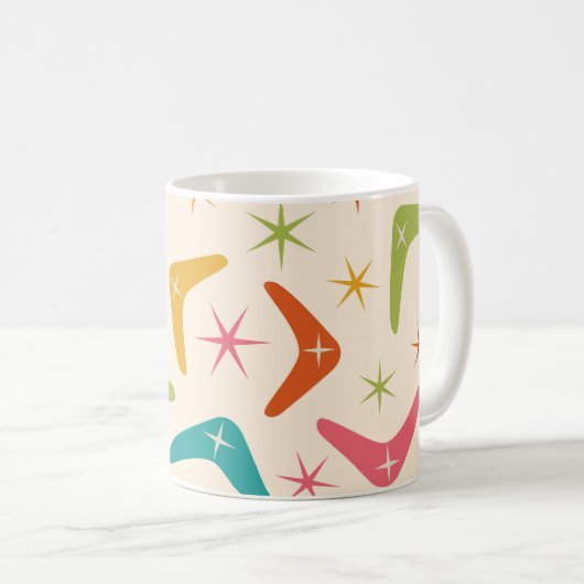 Boomerang Mitte des Jahrhunderts mit Retro-Sternex Kaffeetasse (VorderseiteRechts)
