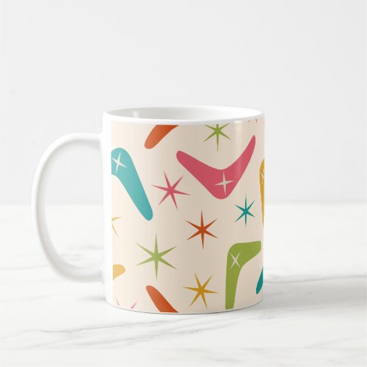 Boomerang Mitte des Jahrhunderts mit Retro-Sternex Kaffeetasse (Links)