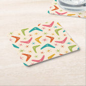 Boomerang Mitte des Jahrhunderts mit Retro-Sternex Rechteckiger Pappuntersetzer (angewinkelt)