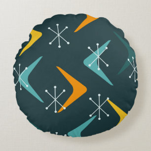 Boomerangs-Sternexplosionen Mitte Aquamarin Rundes Kissen