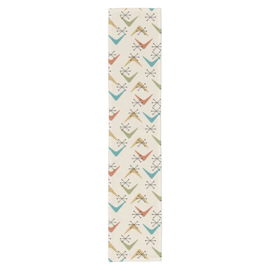 Boomerangs Sternexplosionen Mitte des Jahrhunderts Kurzer Tischläufer (Vorderseite)