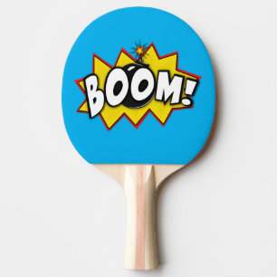 Boomsuperhero-Comic-Aktions-Wörter Tischtennis Schläger