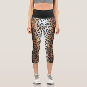 Boomy Niedlich Stylish Black Leopard Animal Print Capri Leggings (Vorderseite)