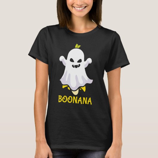 Boonana Banana Ghost Beängstigende Niedliche Hallo T-Shirt (Vorderseite)