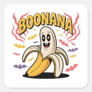 Boonana Geister-Bananen-Kostüm Erwachsene Kleinkin Quadratischer Aufkleber