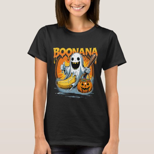 Boonana Ghost Nana Sell Funny Trick oder Treat Des T-Shirt (Vorderseite)