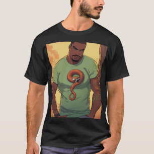 Boondocks-Stil Mann mit Schlange: Cartoon Illustra T-Shirt