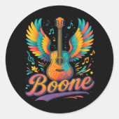 Boone Gitarre Runder Aufkleber (Vorderseite)
