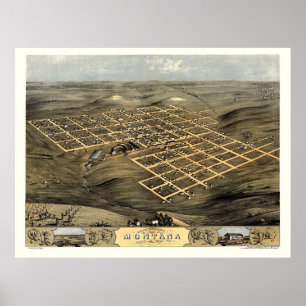 Boone (Montana), IA panoramische Karte - 1868 Poster