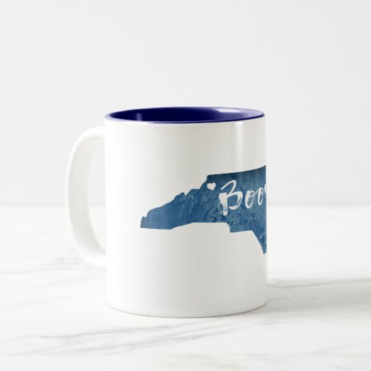 Boone North Carolina Holzkörner Zweifarbige Tasse (Vorderseite Links)