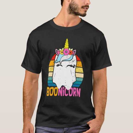Boonicorn Ghost Unicorn Boo Retro Halloween Girls T-Shirt (Vorderseite)
