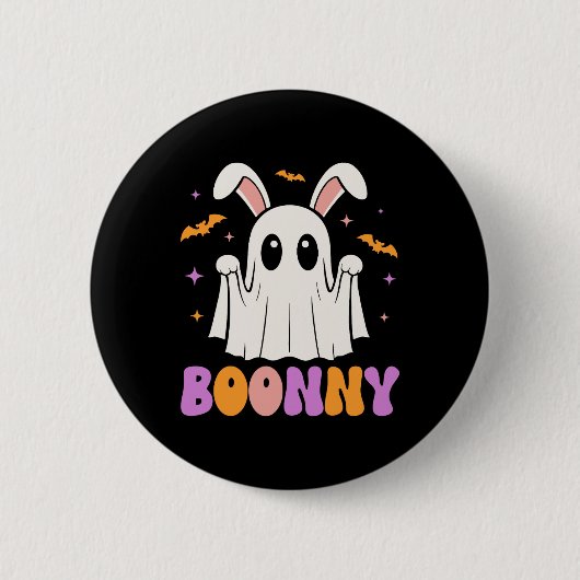 Boonny Niedlich Bunny Ghost Halloween Männer Fraue Button (Vorderseite)