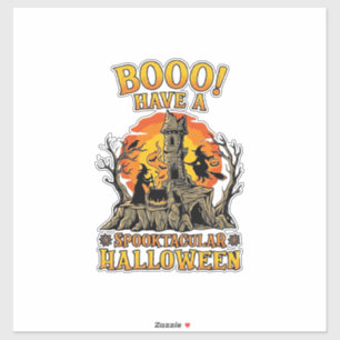 Booo Spooktakuläres Halloween Hexen Kessel Schloss Aufkleber