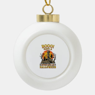 Booo Spooktakuläres Halloween Hexen Kessel Schloss Keramik Kugel-Ornament