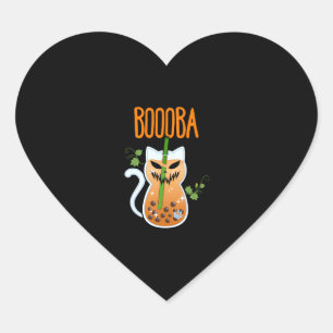 Boooba Kawaii Boba Tea Drink Cat Lover Halloween G Herz-Aufkleber
