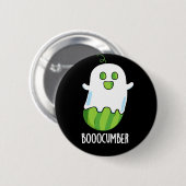 Booocumber Funny Ghost Cucumber Pun Dark BG Button (Vorne & Hinten)