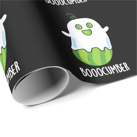 Booocumber Funny Ghost Cucumber Pun Dark BG Geschenkpapier (Rolleneckpunkt)