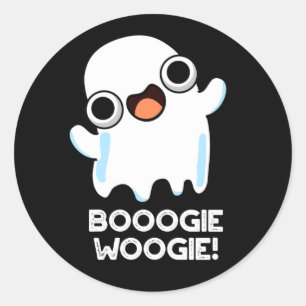 Booogie Woogie Funny Music Ghost Pun Dark BG Runder Aufkleber
