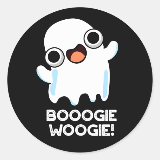 Booogie Woogie Funny Music Ghost Pun Dark BG Runder Aufkleber (Vorderseite)