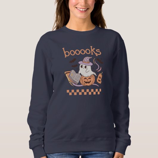 Boooks Funny Halloween Book Boo Ghost Teacher Sweatshirt (Vorderseite)
