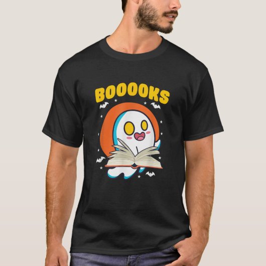Boooks Funny Halloween Niedlich Ghost Reading Libr T-Shirt (Vorderseite)