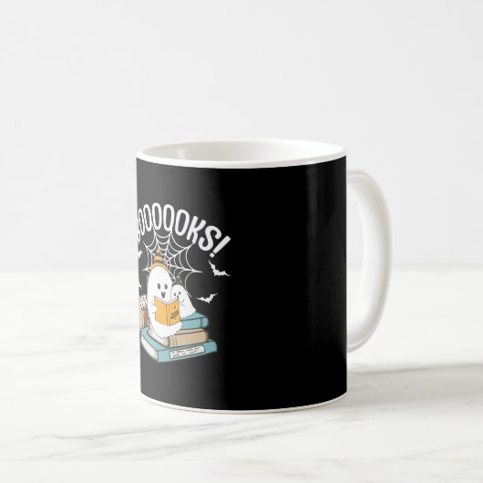 Boooks Ghost Read Books Halloween Funny Reading Kaffeetasse (VorderseiteRechts)