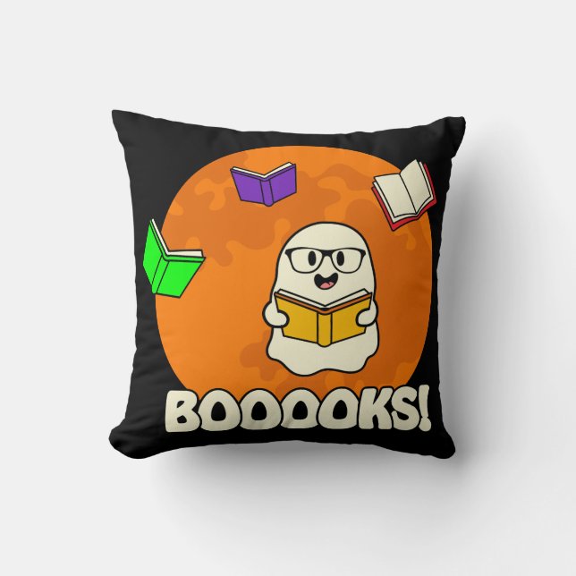 Boooks Ghost Reading Books Funny Kissen (Vorderseite)