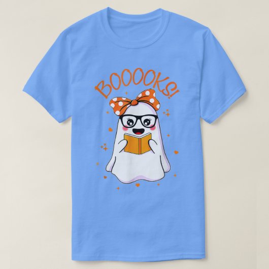 Boooks Niedlich Ghost Reading Library Books Hallow T-Shirt (Design vorne)