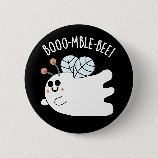 Booomble Bee Funny Ghost Bee Pun Dark BG Button (Vorderseite)