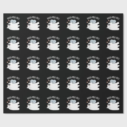 Booomble Bee Funny Ghost Bee Pun Dark BG Geschenkpapier (Flach)
