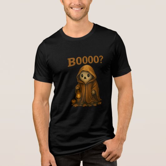 Boooo? Cute Ghost in Cloak with Lantern Tri-Blend Shirt (Vorderseite)