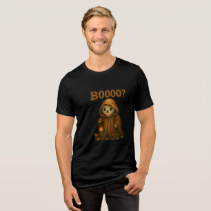 Boooo? Cute Ghost in Cloak with Lantern Tri-Blend Shirt