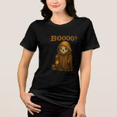 Boooo? Cute Ghost in Cloak with Lantern Tri-Blend Shirt (Vorderseite)