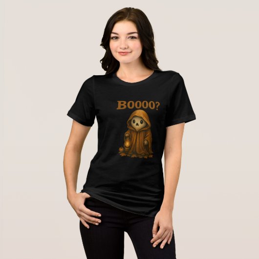 Boooo? Cute Ghost in Cloak with Lantern Tri-Blend Shirt (Vorderseite voll)
