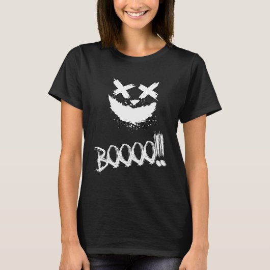 BOOOO Scary Pumpkin Face Halloween T-Shirt (Vorderseite)