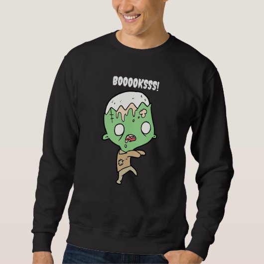 Booooks Cute Zombie Figure Unique Halloween Teache Sweatshirt (Vorderseite)