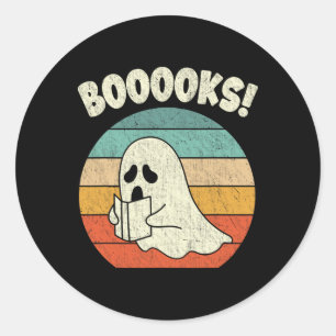 Booooks Geist Halloween Vintage Lehrer Buch Biblio Runder Aufkleber
