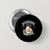 Booooks Geist liest Bücher Halloween Lustig Lesen Button (Vorne & Hinten)