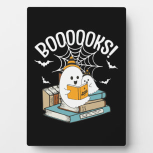 Booooks Geist liest Bücher Halloween Lustig Lesen Fotoplatte