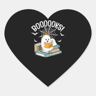 Booooks Geist liest Bücher Halloween Lustig Lesen Herz-Aufkleber
