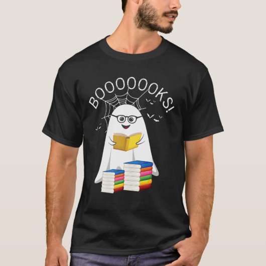 Booooks Ghost Boo Read Books Halloween Library Tea T-Shirt (Vorderseite)