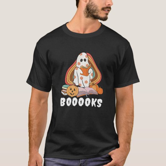 Booooks Ghost Boo Read Books Library Teacher Hallo T-Shirt (Vorderseite)