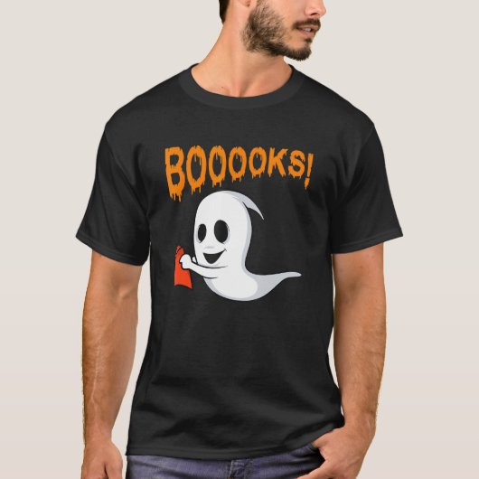 Booooks Ghost Book Reading Boo Halloween Library T T-Shirt (Vorderseite)