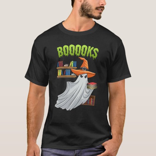 Booooks Ghost Halloween Costume Teacher Book Libr T-Shirt (Vorderseite)